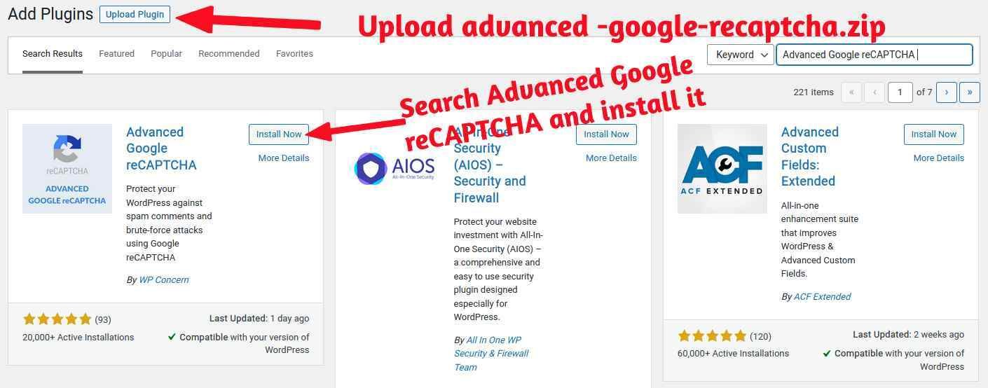 reCAPTCHA Plugin Installation